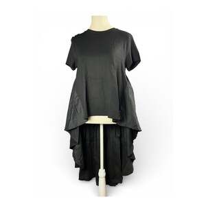 English Factory Black Mixed Media High Low Top Dramatic Cape Tail Size M
